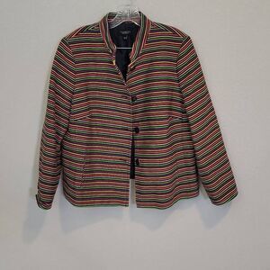Talbots Womens Rainbow Colorful Striped Blazer Jacket Size 18W Petite